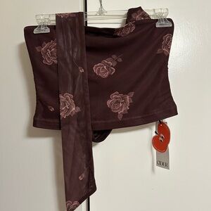 Cider Burgundy and Leopard Print Top